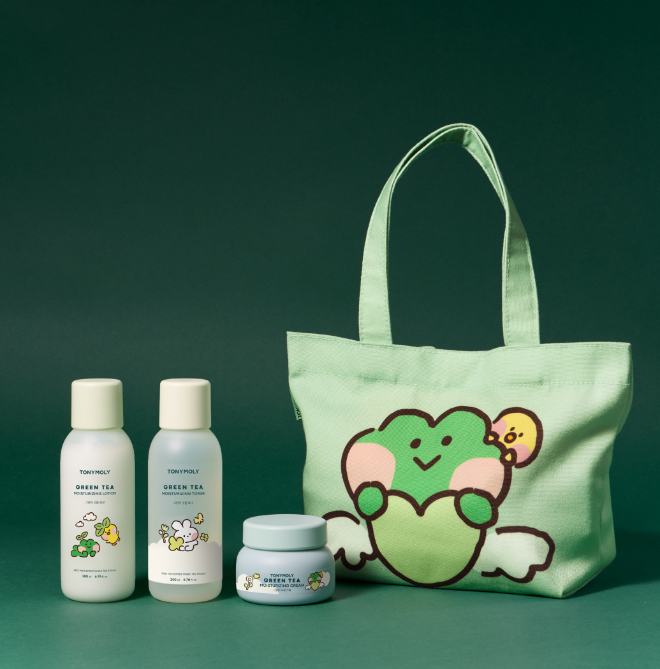 '미니니' 캐릭터 협업 그린티 수분 3종 (이미지 제공=토니모리)