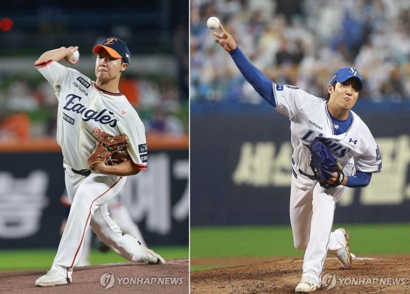 한화 정우주와 삼성 원태인 / 사진=연합뉴스