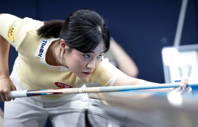 임정숙을 꺾고 LPBA 투어 32강에 합류한 박정현 / 사진=PBA 제공. 연합뉴스