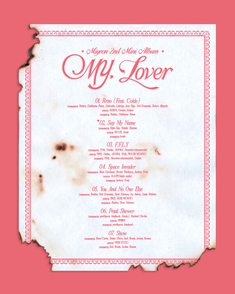 아이들 미연, 미니 2집 'MY, Lover' 트랙리스트 공개…타이틀곡은 'Say My Name'