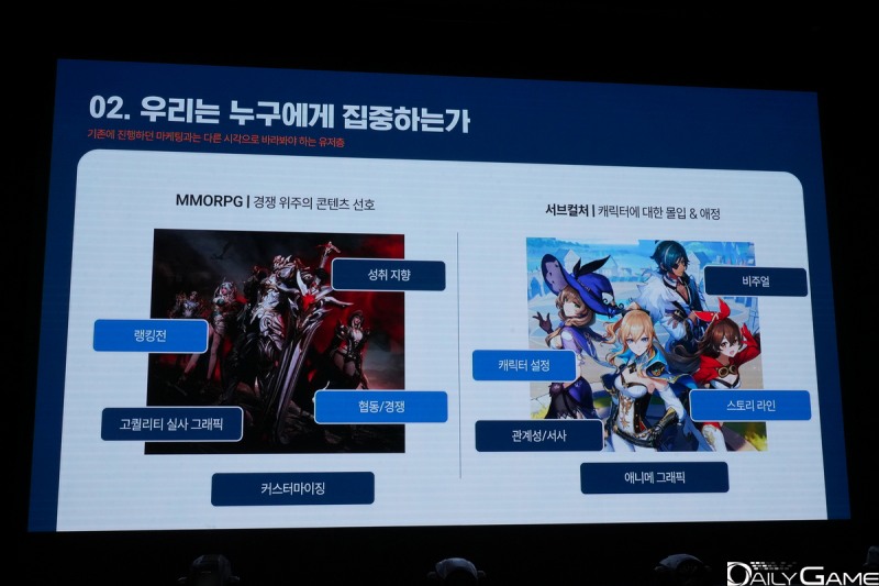 서브컬처 게임들은 기존의 MMORPG와는 다른 지향점을 갖고 있다.