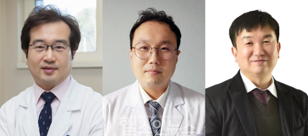 (왼쪽부터) 전재용 울산의대 서울아산병원 재활의학과 교수, 천화영 의공학연구소 박사, 윤현식 서울과학기술대학교 교수 (사진 제공=서울아산병원)