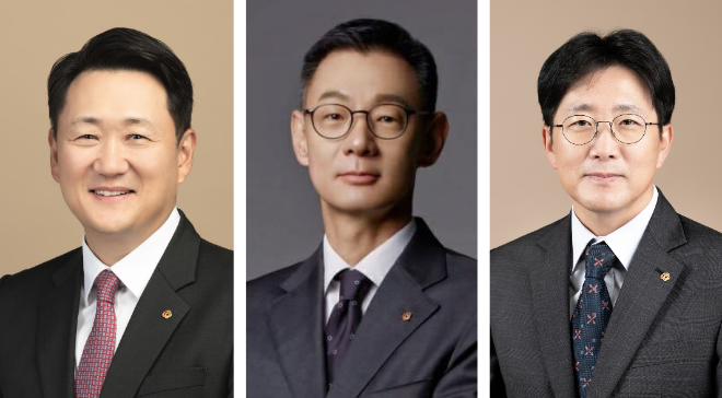 (왼쪽부터) 현 ㈜한화 전략부문 재무실장인 김우석 ㈜한화 건설부문 신임 대표이사, 김재현 한화세미텍 신임 대표이사, 양기원 한화임팩트 사업부문 대표이사 ⓒ한화그룹