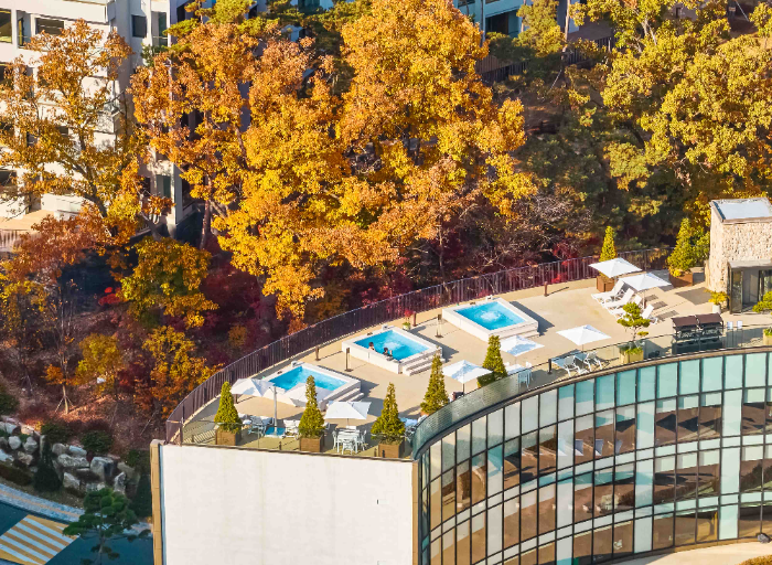 자쿠지에서 바라보는 안토 가을 풍경