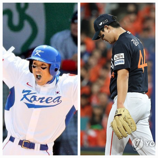 이승엽(왼쪽)과 김서현