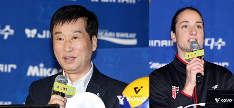 IBK기업은행 김호철 감독 "자네테, 적극적이고 여유있는 모습이 좋아" 정관장 고희진 감독 "맞춰가고 있고 다듬어 가겠다"