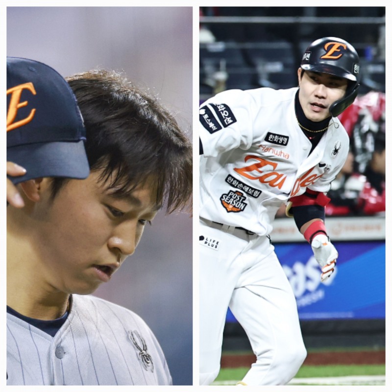 엄상백(왼쪽)과 심우준