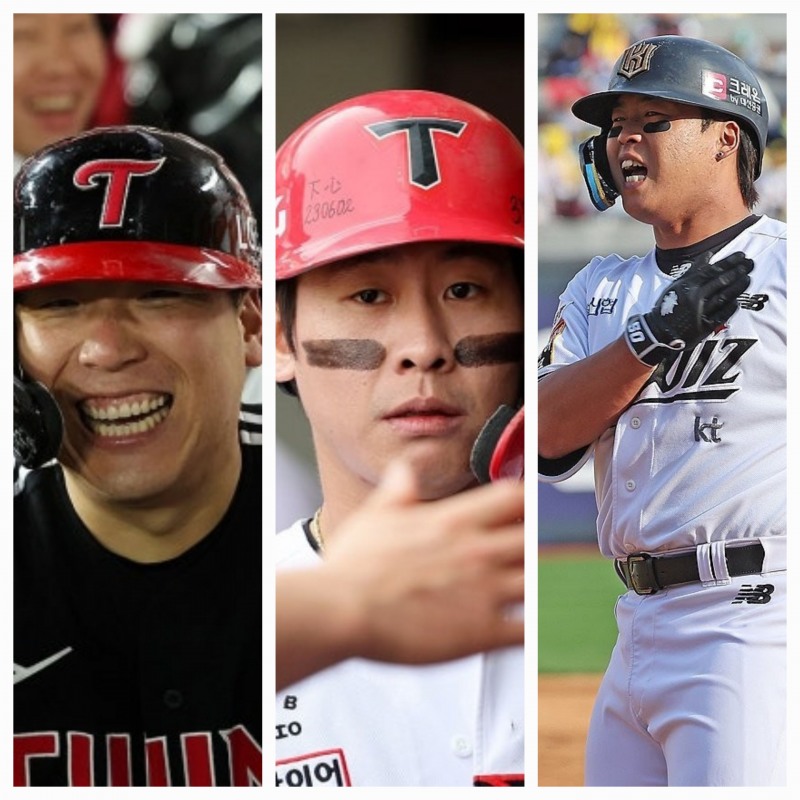 왼쪽부터 김현수, 박찬호, 강백호