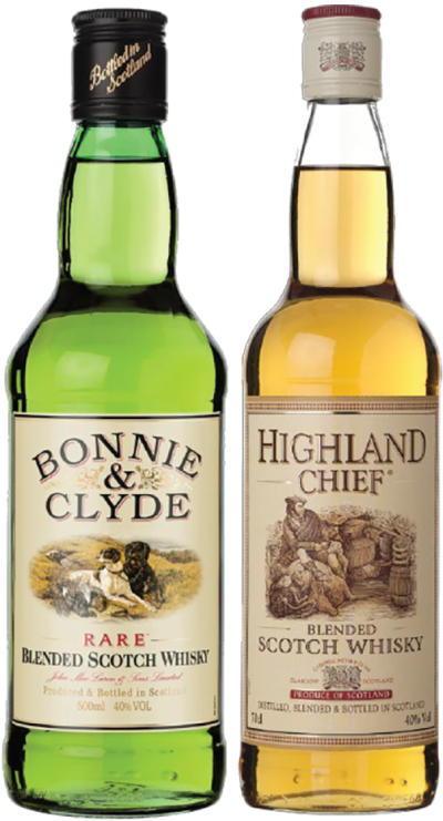 하이트진로가 국내 출시하는 17세기 스코틀랜드 하이랜드 지방의 전통을 계승한 블렌디드 위스키 ‘보니 앤 클라이드(Bonnie & Clyde)’와 ‘하이랜드 치프(Highland Chief)’ 이미지 ⓒ 하이트진로