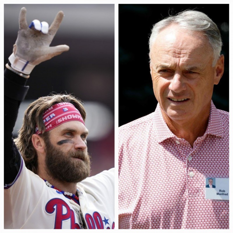 브라이스 하퍼(왼쪽)와 롭 멘프렌드 MLB 커미셔너