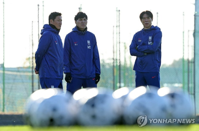 대화하는 대표팀 코치진 / 사진=연합뉴스