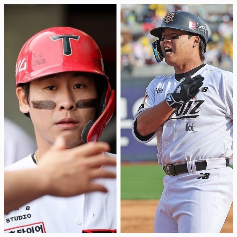 박찬호(왼쪽)와 강백호