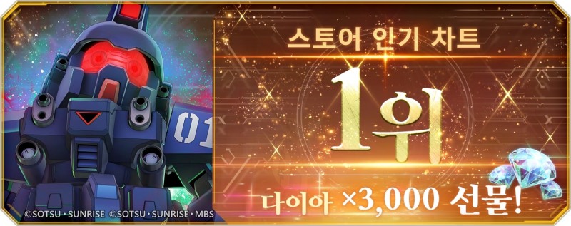 SD건담 지 제네레이션 이터널, 해외 인기 차트 1위 기념 3000 다이아 선물