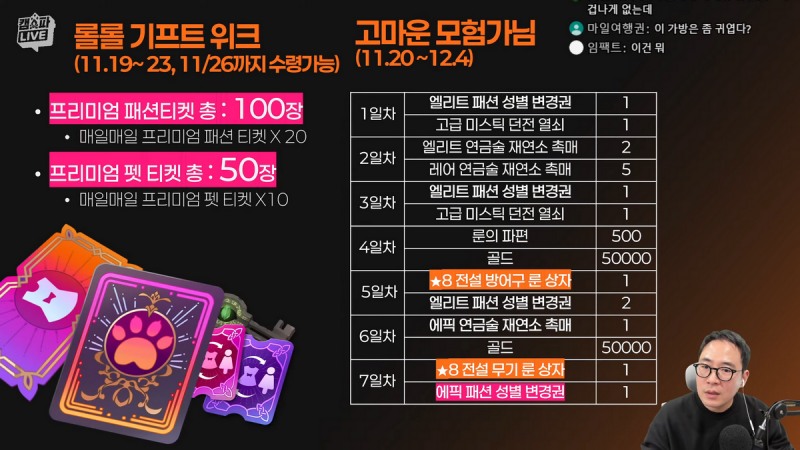 '롤롤 기프트 위크'를 통해 패션 티켓과 펫 티켓이 제공된다(출처=방송 캡처).