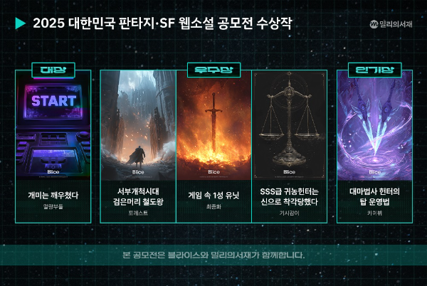 kt 밀리의서재, 『2025 대한민국 판타지·SF 웹소설 공모전』 수상작 발표