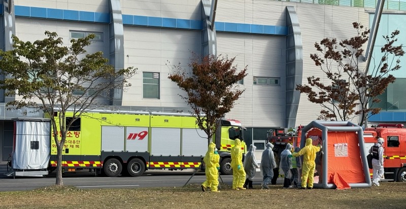 인체제독 및 응급진료소 운영 현장 훈련 모습 (사진제공=나주시)
