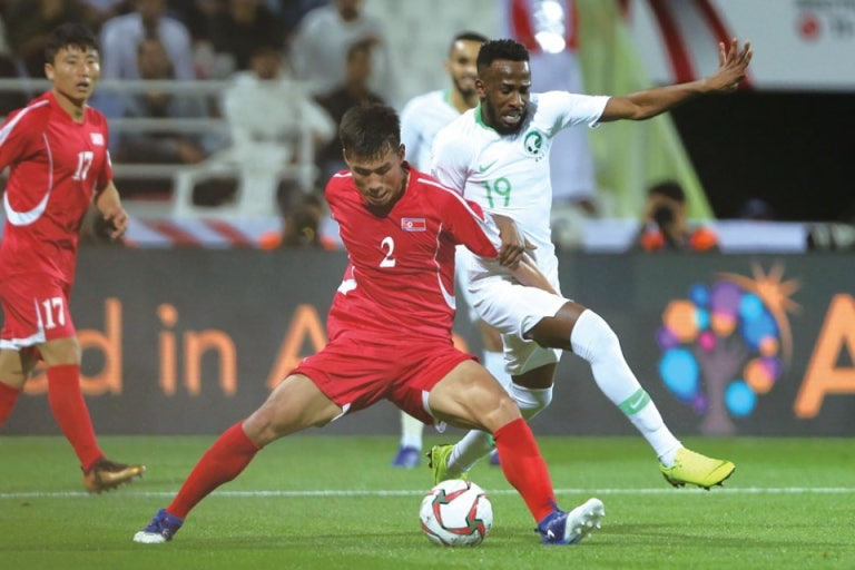 북한 축구 대표팀 경기 모습