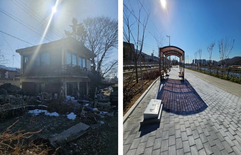 수변공간(오른쪽)으로 재탄생한 세심정 주변의 모습