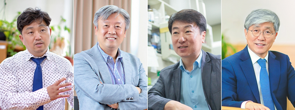 경희대가 세계 상위 1% 연구자를 4명 배출하며 연구역량을 인정받았다. 사진 좌측부터 사회과학 분야에 이름을 올린 스마트관광원 구철모·정남호 교수, 교차 분야의 생물학과 배진우 교수, 컴퓨터 과학 분야 컴퓨터공학부 홍춘선 고황명예교수. 사진 = 경희대 제공
