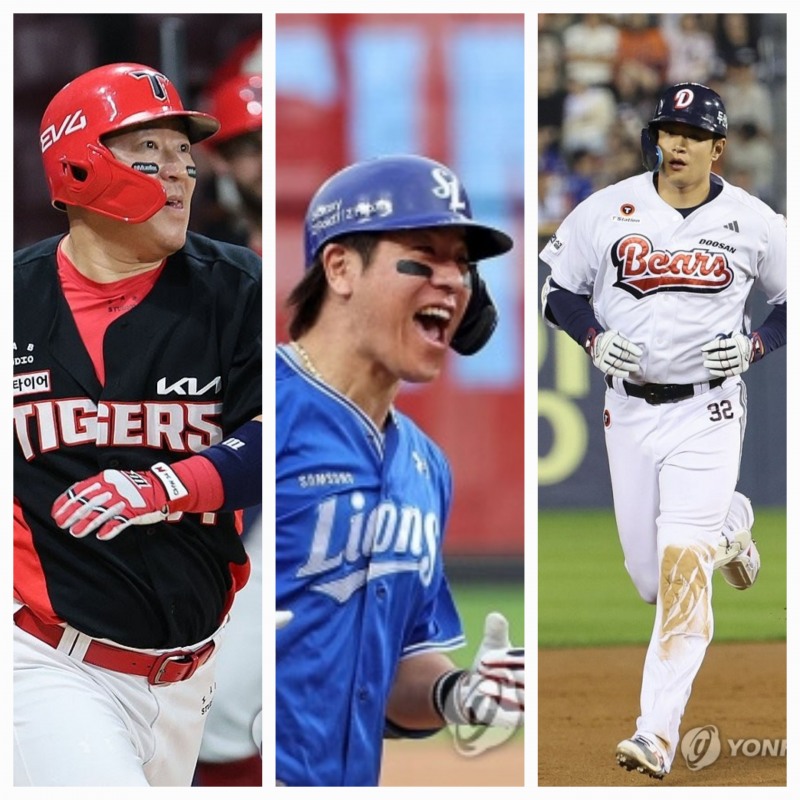 왼쪽부터 최형우, 강민호,김재환