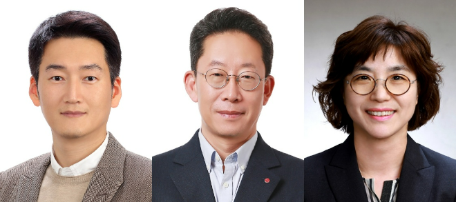 27일 2026년 임원 인사 단행으로 부사장 승진한 (왼쪽부터) 권용현 기업부문장, 양효석 CHO, 여명희 CFO·CRO. ⓒ LG유플러스