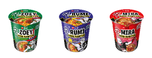 농심 케이팝 데몬 헌터스 등장 신라면 3종 이미지 (왼쪽부터 햄버거컵, 슈퍼스타컵, 스파이시퀸컵) / 사진 = 농심