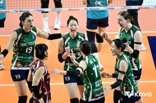IBK기업은행, GS칼텍스에 3-0 완승...여오현 감독대행 체제 이후 4연승 달성