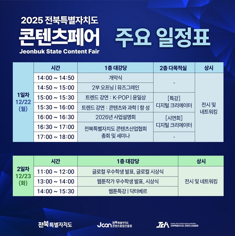 전북특별자치도 콘텐츠융합진흥원, 2025 전북 콘텐츠 페어 개최