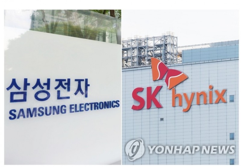 삼성전자와 SK하이닉스 주가가 22일 지난주말 뉴욕증시에서 반도체주 강세 영향으로 3~5% 급등중이다. 사진=연합뉴스