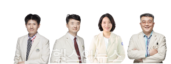 (좌측에서부터) 이종훈·김성환 가톨릭대학교 성빈센트병원 방사선종양학과 교수, 최규혜·장홍석 가톨릭대학교 서울성모병원 방사선종양학과 교수 (사진 제공=성빈센트병원)