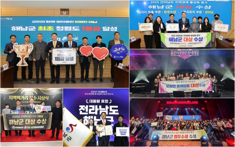 해남군 수상 기념 사진 (사진제공=해남군)