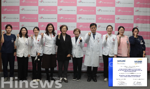 한림대학교동탄성심병원 두드러기 치료 전문의료진. 한림대학교동탄성심병원 호흡기-알레르기내과가 ‘국제두드러기우수센터(UCARE)’ 인증을 획득했다. (사진 제공=한림대학교동탄성심병원)