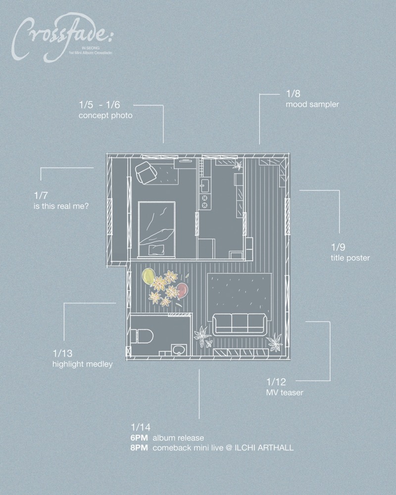 SF9 인성, 첫 솔로 앨범 ‘Crossfade:’ 스케줄러 공개…다채로운 콘텐츠 예고