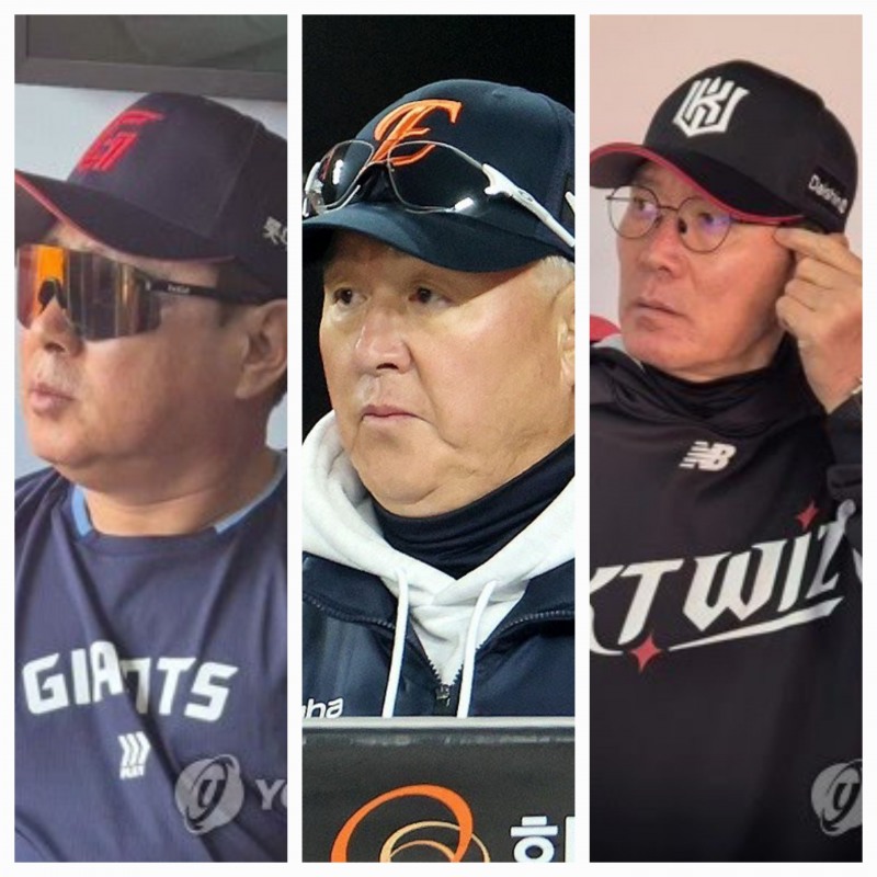 왼쪽부터 김태형, 김경문, 이강철 감독