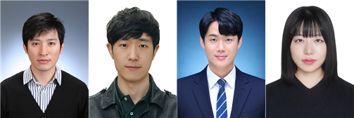 경희대 신소재공학과 이제욱 교수 연구팀이 KIST 김태완 박사와 공동연구를 진행해 고성능 친환경 전자파 차폐 기술을 개발했다. 사진 왼쪽부터 이제욱 교수, 김태완 박사, 이주호, 정가영 연구원. (사진제공=경희대)