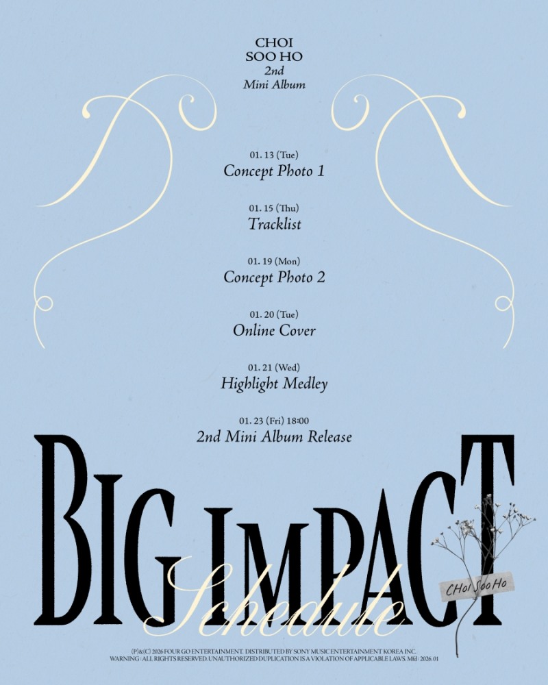최수호, 23일 컴백 확정…미니 2집 'BIG IMPACT' 스케줄러 공개