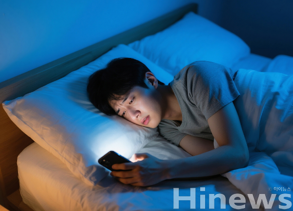 스마트폰 과다 사용은 불면증과 우울·불안 위험을 높이고, 생체리듬에도 부정적 영향을 준다. (사진 제공=클립아트코리아)