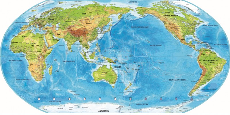 북미대륙 오른쪽 위에 그린란드가 보인다. 출처: 국토지리정보원