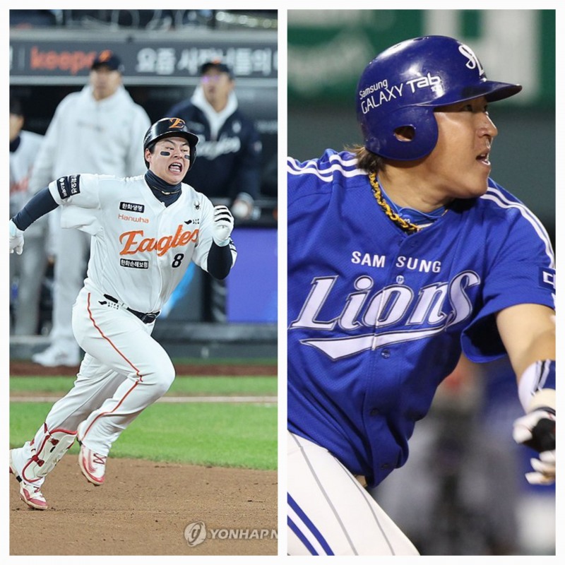 노시환(왼쪽)과 최형우