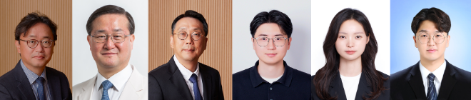 (왼쪽부터) 연세대 신소재공학과 김상우 교수, 삼성서울병원 신경과 최병옥 교수, 연세대 신소재공학과 이규형 교수, 연세대 신소재공학과 김영준 박사, 김소희 박사, 박병준 박사과정. (사진제공=연세대)
