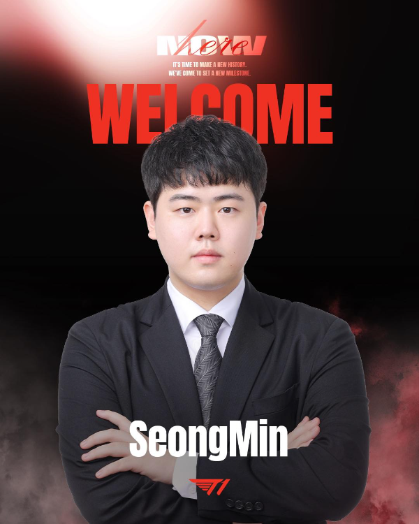 T1은 1군 선수 변동 없이 정성민 코치가 추가됐다(출처 T1 SNS 캡처).