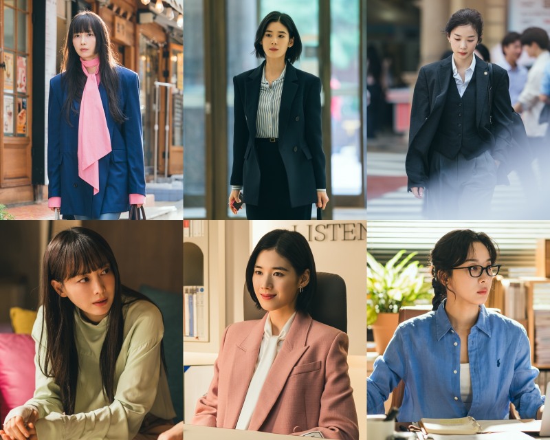 ‘아너 : 그녀들의 법정’ 이나영X정은채X이청아, 로펌 출근길 포착…걷기만 해도 화보가 되는 3색 워너비 변호사
