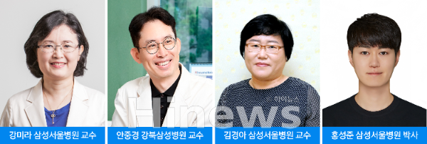 (왼쪽부터) 강미라 삼성서울병원 건강의학본부 교수, 안중경 강북삼성병원 류마티스내과 교수, 김경아 의학통계센터 교수·홍성준 박사 (사진 제공=삼성서울병원)