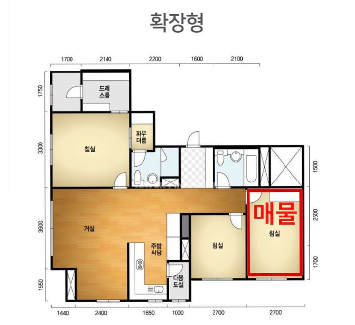 서울 서초구의 한 신축 고급 아파트의 '방 한 칸' 임대 월세 매물 평면도./네이버부동산