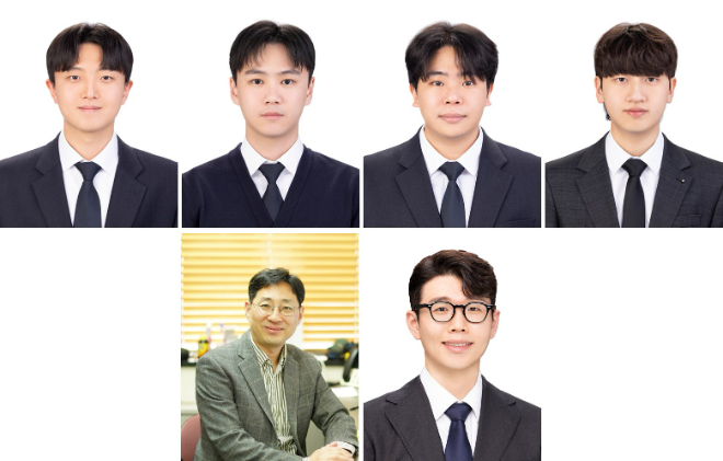 (왼쪽 위부터) 중앙대 기계공학부 라동현, 이재륜, 이민우, 곽성민 연구원, KAIST 기계공학과 이승철 교수, 중앙대 기계공학부 이수영 교수. (사진제공=중앙대)