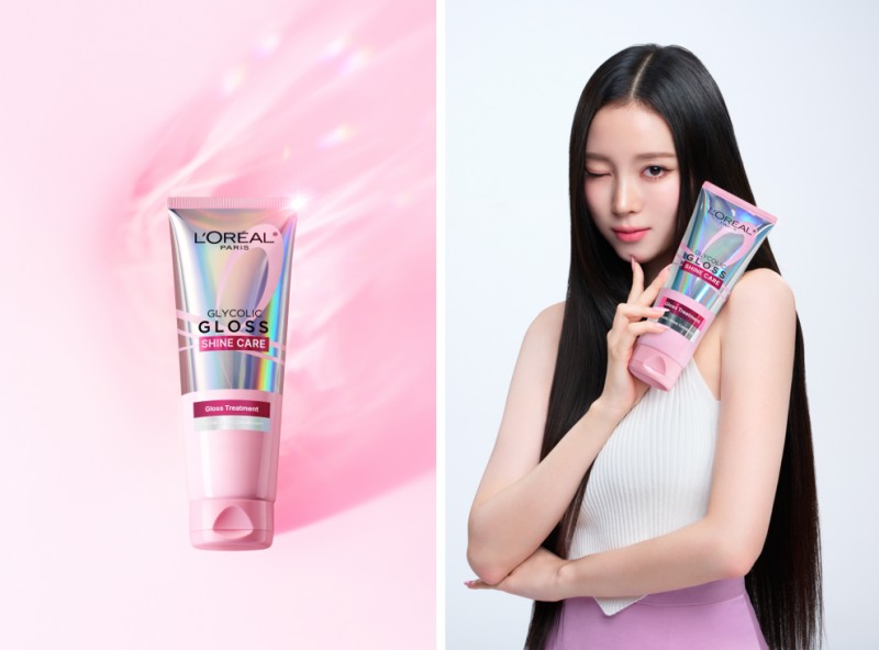 ▲ (좌) 로레알파리 글라이콜릭 글로스 헤어팩 (우) 미야오 나린, ’로레알파리 글라이콜릭 글로스 헤어팩’