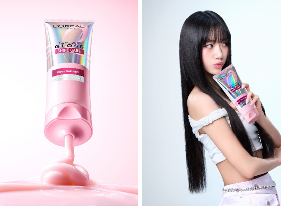 ▲ (좌) 로레알파리 글라이콜릭 글로스 헤어팩 (우) 미야오 수인, ’로레알파리 글라이콜릭 글로스 헤어팩’
