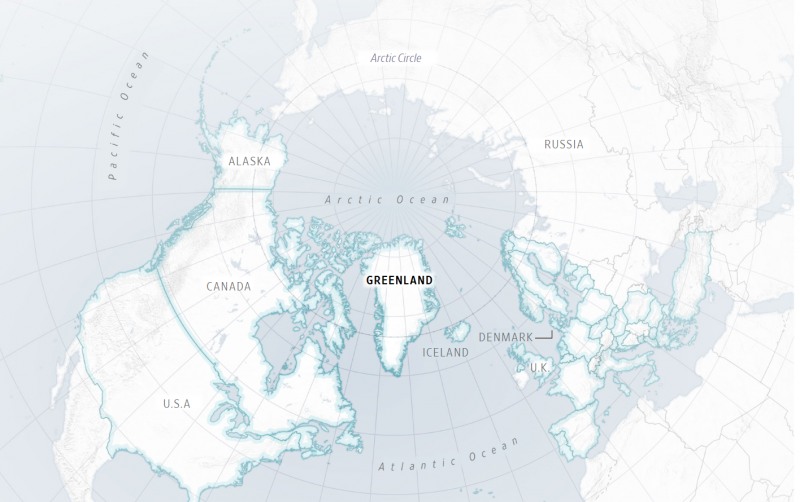 덴마크령인 그린란드를 트럼프 대통령이 합병하려는 시도에 유럽 주요 각국이 반발하면서 서방진영간 균열이 발생하고 있다. 지도=월스트리트저널(WSJ)