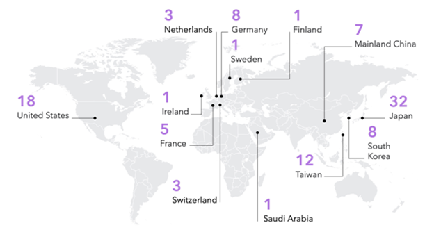 국가·지역별 뚜렷한 흐름을 보이는 글로벌 10대 혁신기업 / 사진제공=클래리베이트