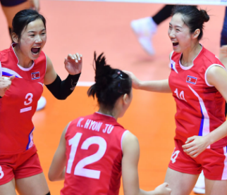 2023 항조우 아시안게임 북한 여자배구 경기 모습